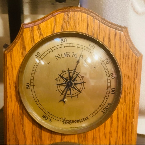 Vintage Weather station barometer thermometer hygrometer barometer wooden frame - Picture 7 of 16